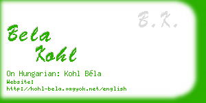 bela kohl business card