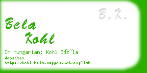 bela kohl business card